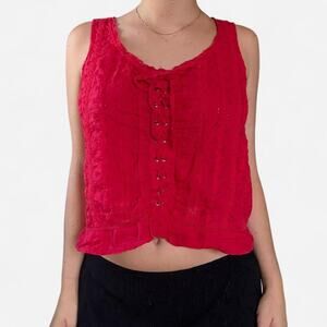 Red lace up corset style